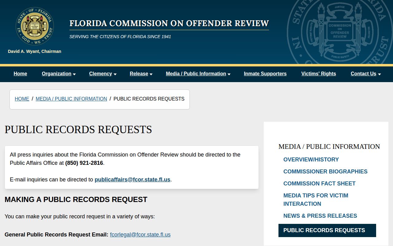 Dixie County parole final order records request