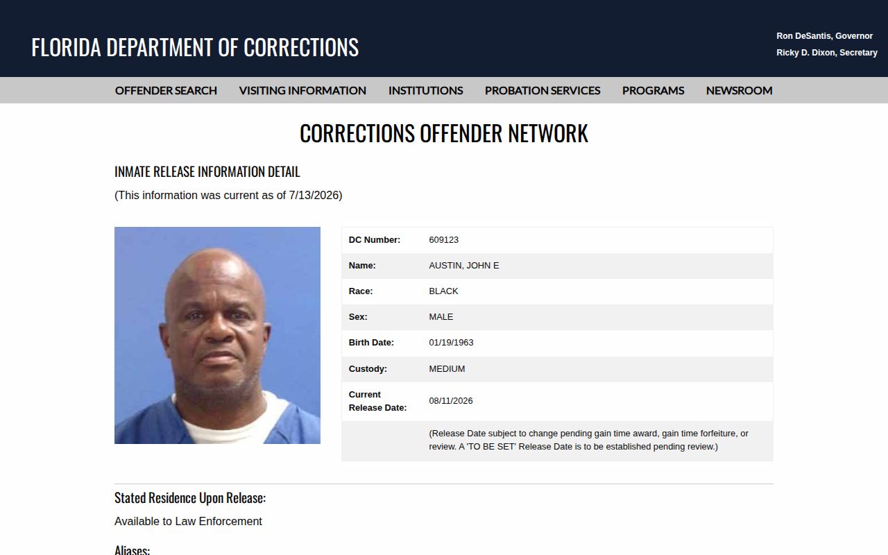 Dixie County projected release date Current Release Date label